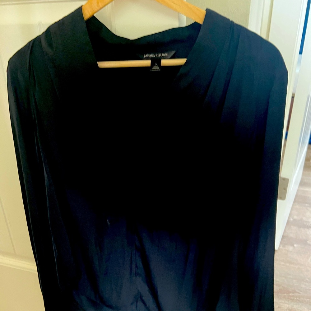 Black silk Banana republic work blouse